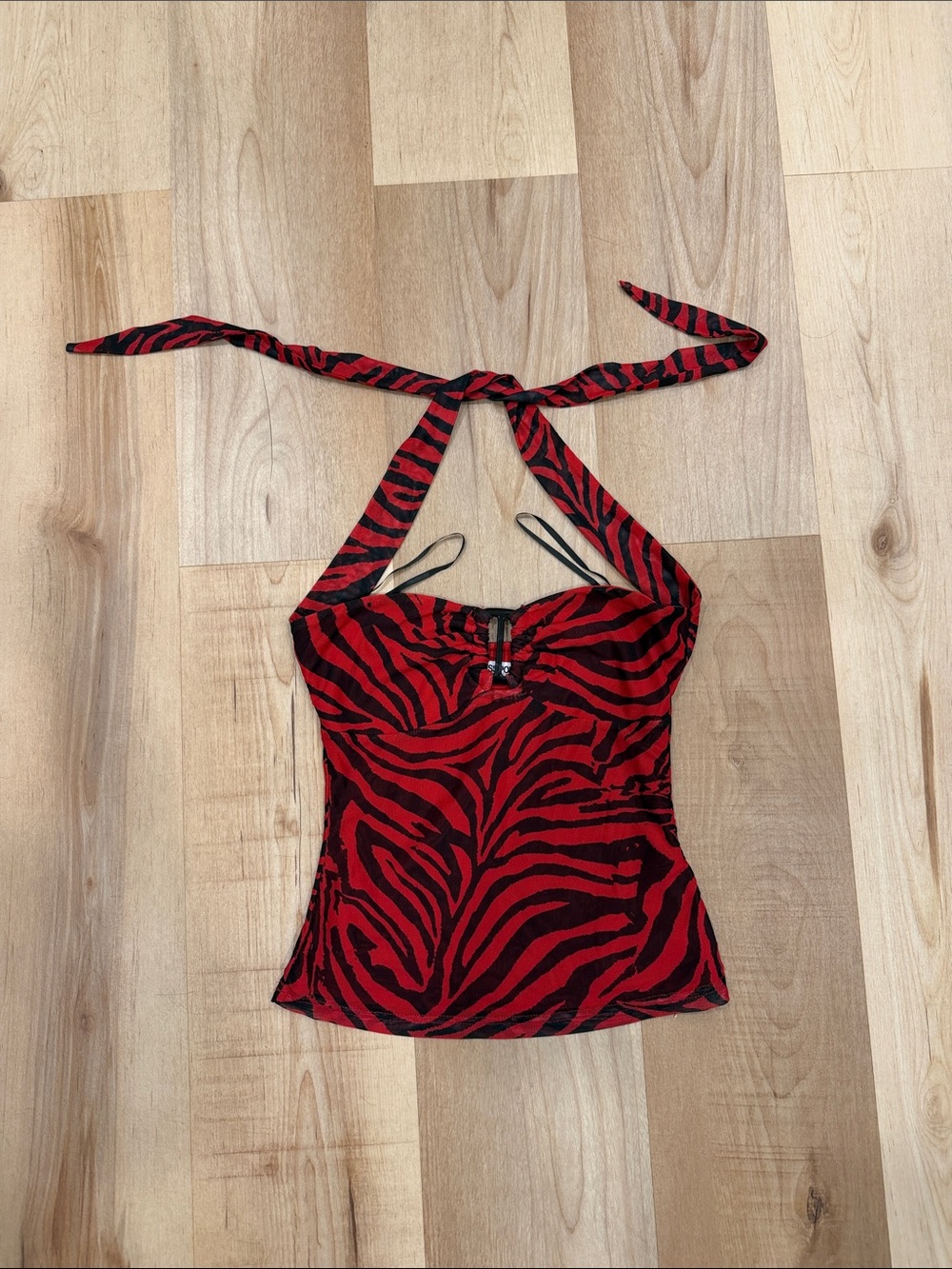 TOP FROM OBSESSION Red Zebra Halter Tank Top - Stylish Women's Top